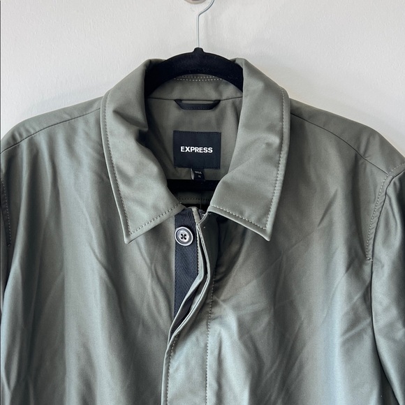 Express Olive Men's Trench Coat - Picture 2 of 7